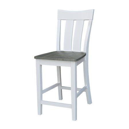 INTERNATIONAL CONCEPTS Ava Solid Wood Counter Height Bar Stool - 24" Seat Height - White/Heather Gray S05-132